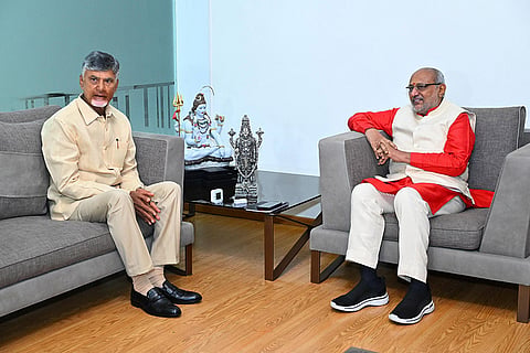 Nara N. Chandrababu Naidu meets Telangana Governor C. P. Radhakrishnan
